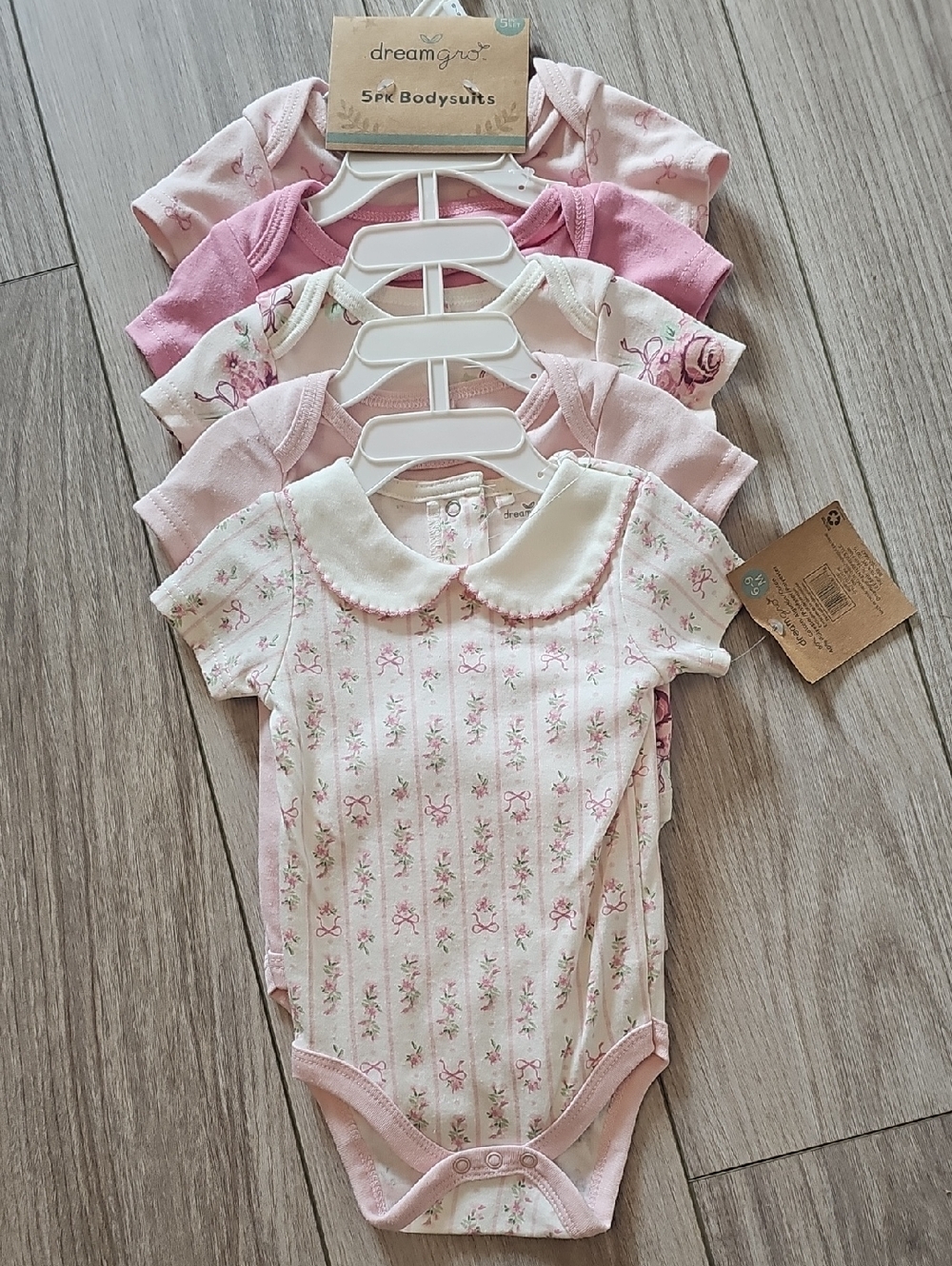 5-Pack Pink Floral Baby Bodysuits